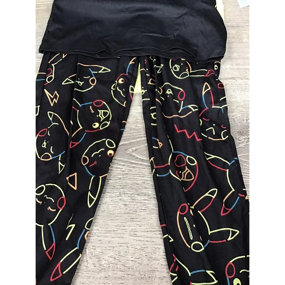 Pokemon Pajamas Kids Black Yellow Pikachu Youth 8/10 M 3 Piece PJ Set Boys NEW
